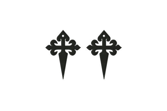 Black Flower Cross Embroidery