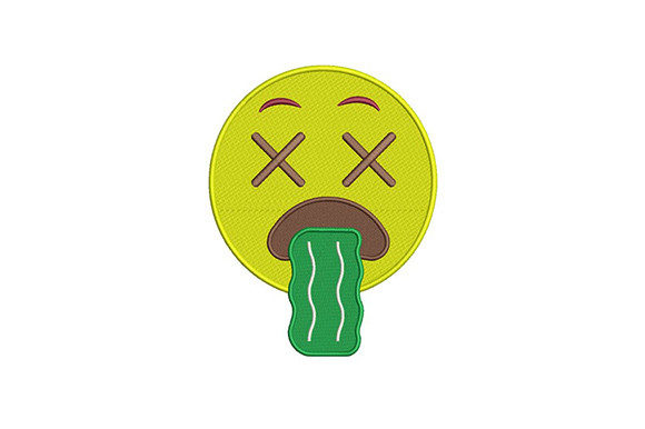 Yellow Vomiting Emoji: A Bold Craft Fair Embroidery Design